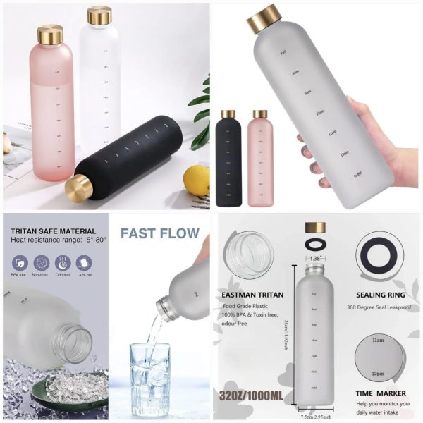 1L BPA-free fitness bottle with hourly tracker