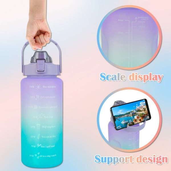 3-Pack Water Bottles Set - 2L Large, 700ml Portable, 300ml Mini Bottle - Motivational Design (Random Color) - Ideal for Fitness, Travel & Daily Hydration