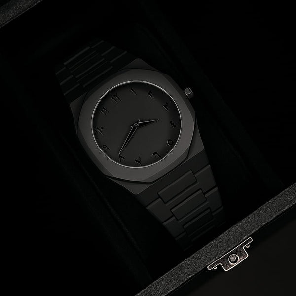 Original Black Arabic Aura Watch – (Fiber & Metal Strap)