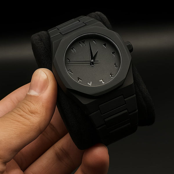 Original Black Arabic Aura Watch – (Fiber & Metal Strap)